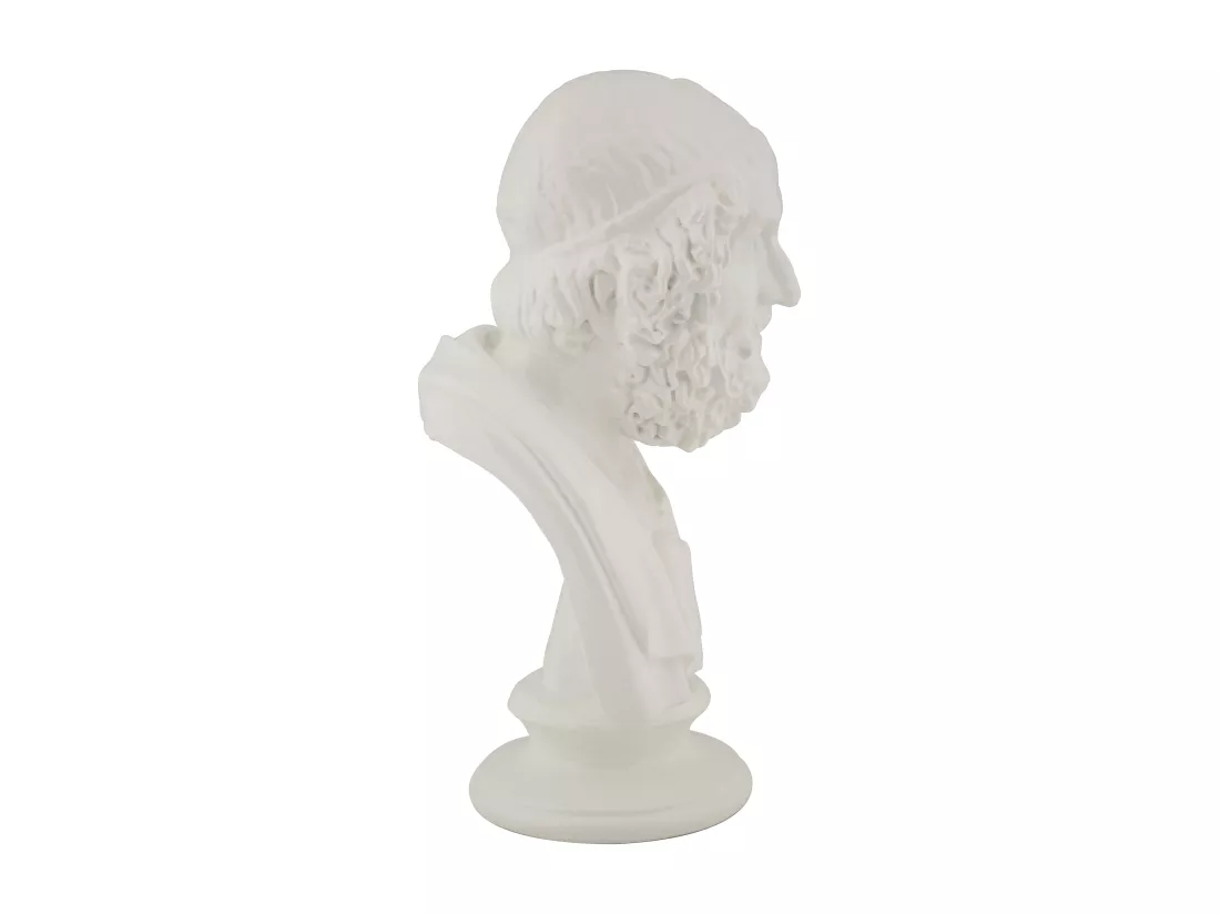 Sculpture élégante de buste blanc représentant un vieux sage, 12,9x12,5x25 cm - Décoration artistique et raffinée