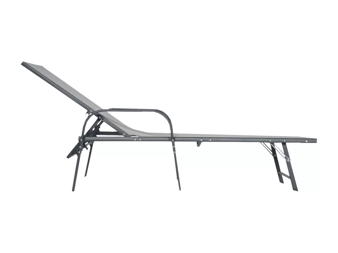 Lot de 2 bains de soleil SARDINIA en textilène gris - structure anthracite - HAPPY GARDEN
