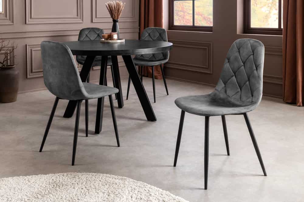 Stilvolles 2er-Set Stühle GLAMM anthrazit Samt schwarze Metallbeine