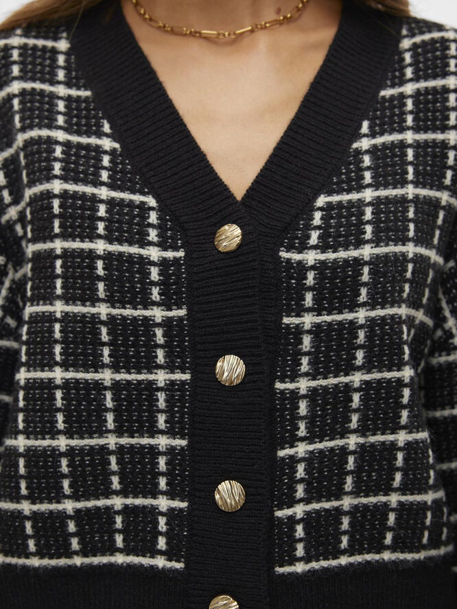 Vero Moda VMKIA LS V-NECK CROP CARDIGAN CO BO Black/w. birch