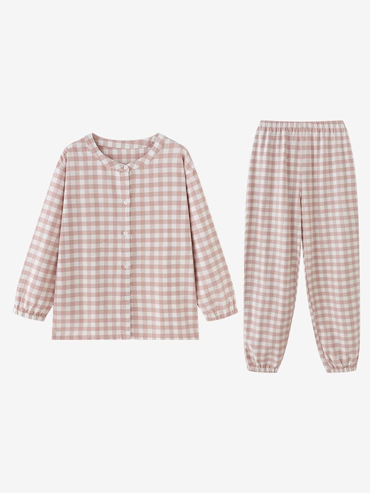 Finlies - Bijpassende pyjamaset voor koppels: geruite top met lange mouwen + broek