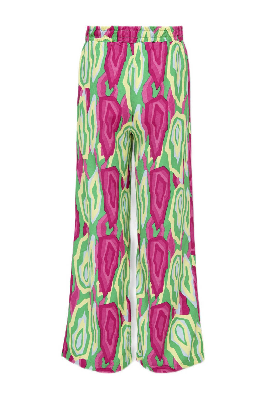 ONLY wide leg broek KOGLINO met all over print groen/fuchsia