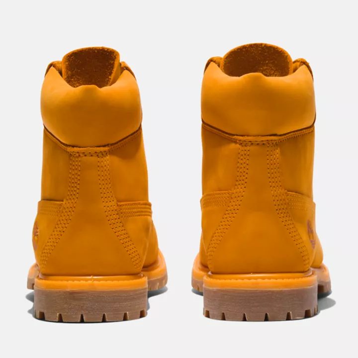Bota Timberland Premium de 6 polegadas impermeável, edição 50, para mulheres, na cor laranja.