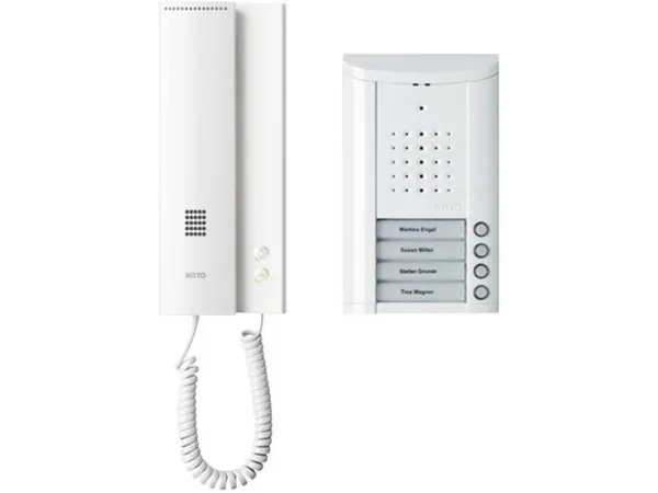 Ritto by Schneider dørtelefon med ledning komplet sæt 1841470 4 familiehus hvid (1841470)
