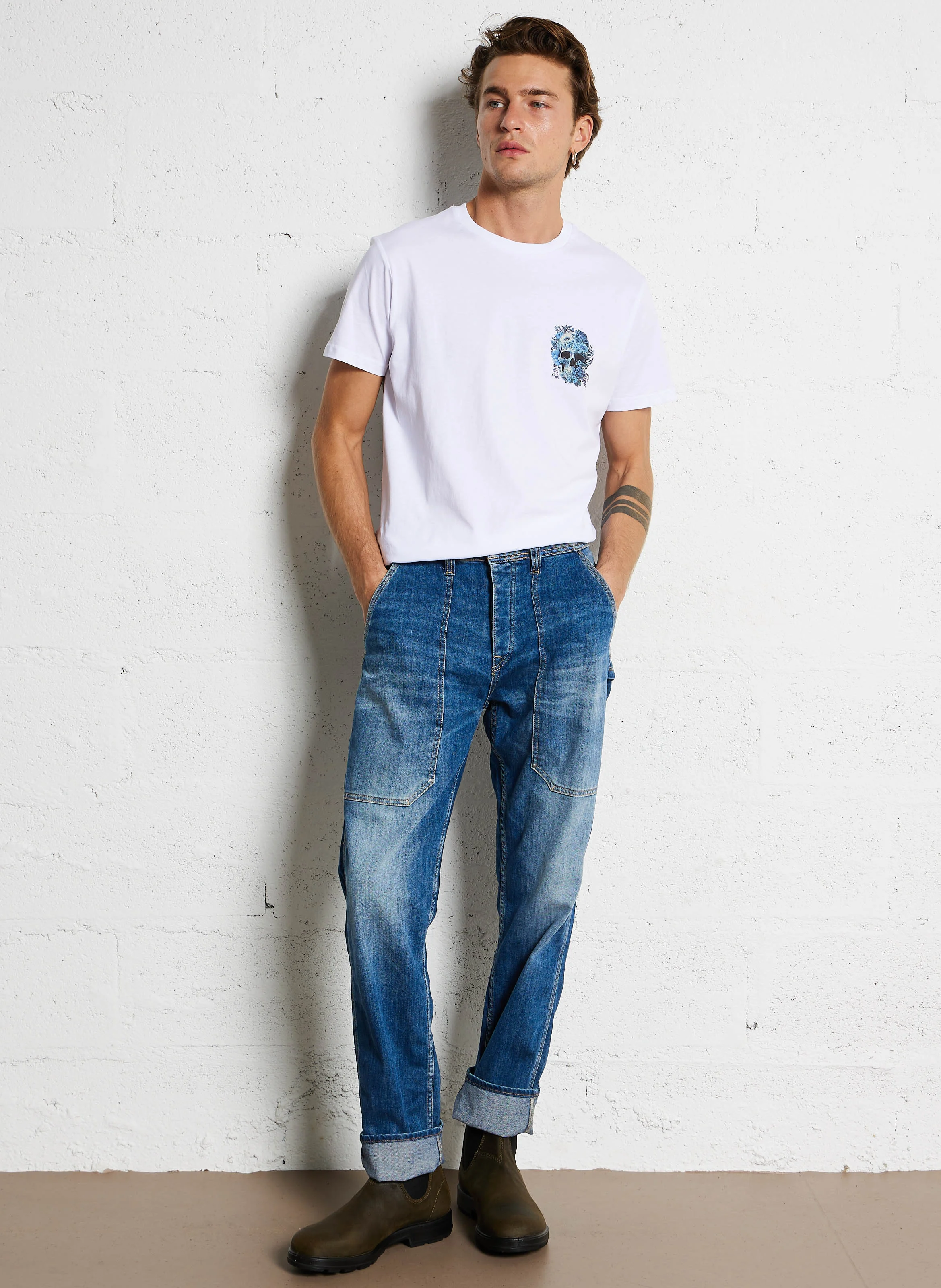 WORK - Jean droit en coton mélangé | Bleu