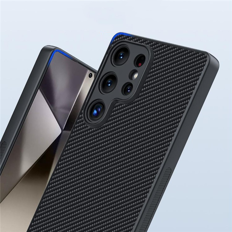 Samsung Galaxy S25 Hybrid Hardcase Hülle im Carbon Leder Look - Schwarz