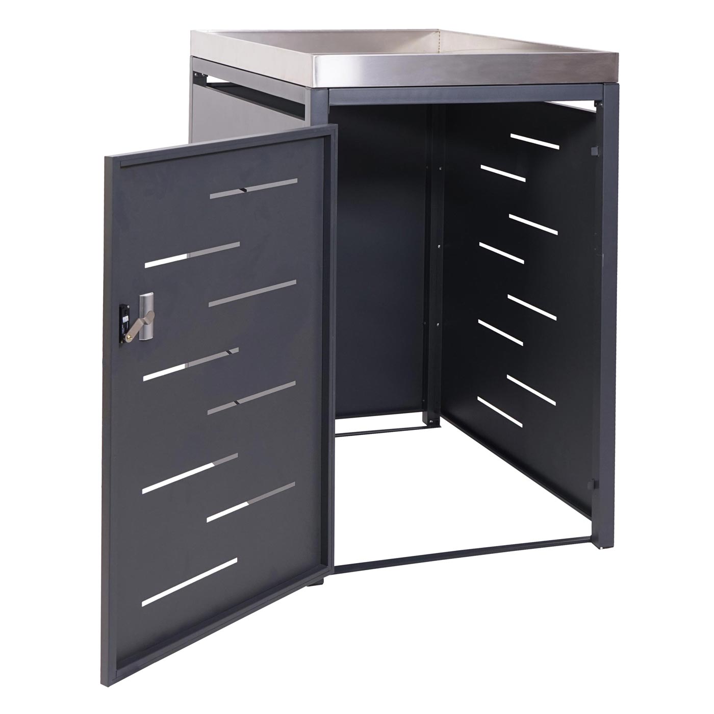 XL 1er-/2er-Mülltonnenverkleidung MCW-H40, Mülltonnenbox, Pflanzkasten Edelstahl-Metall 40kg 125x75x102cm erweiterbar
