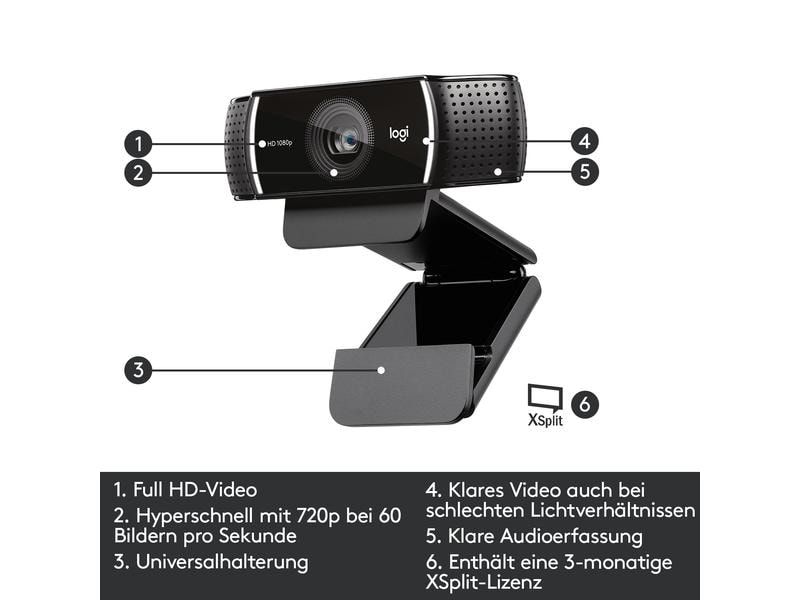 Logitech Webcam C922 Pro Stream , mit Stativ, Full-HD 1080p Webcam für Livestreaming und Aufzeichnung