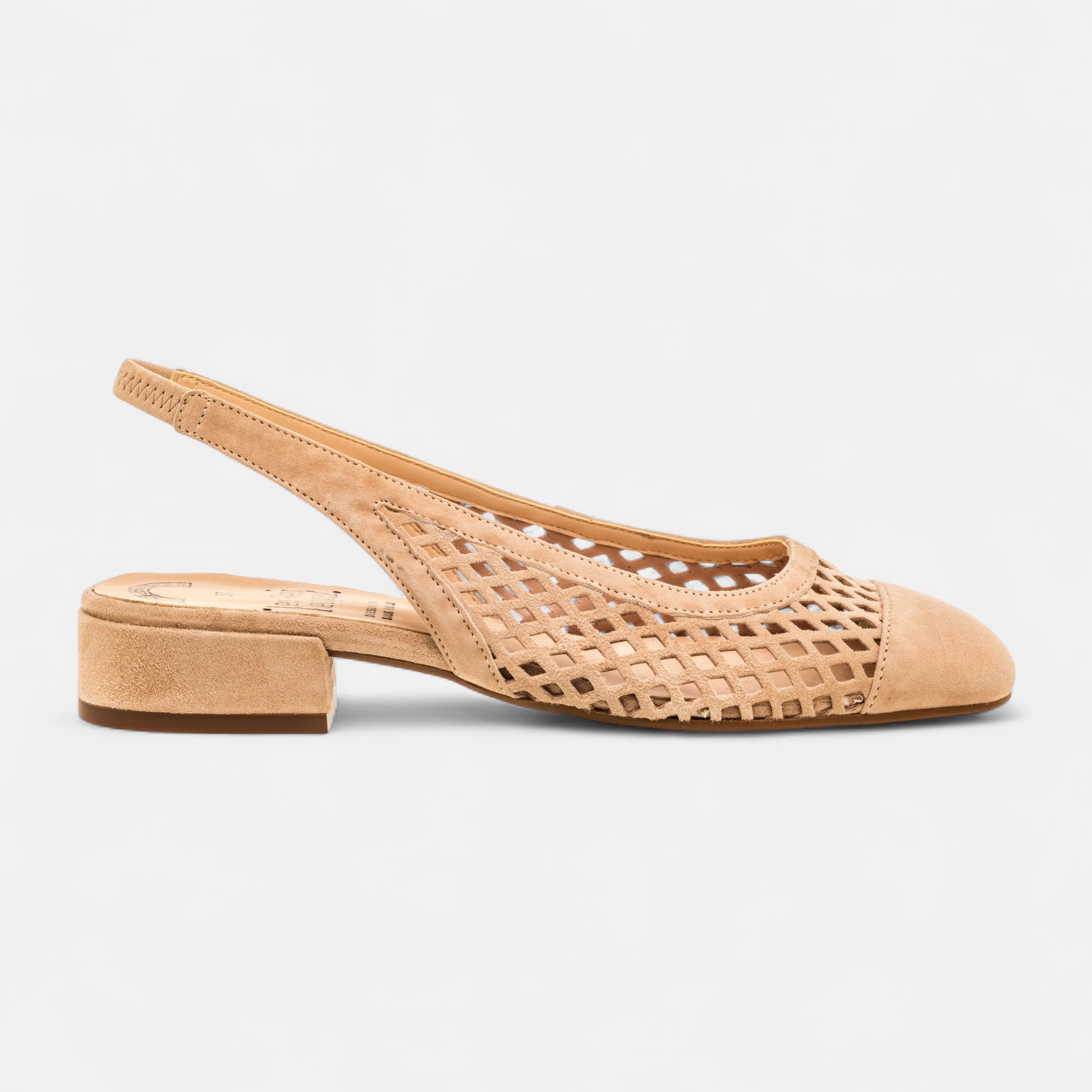 Escarpins avec bride arrière Femme en cuir beige