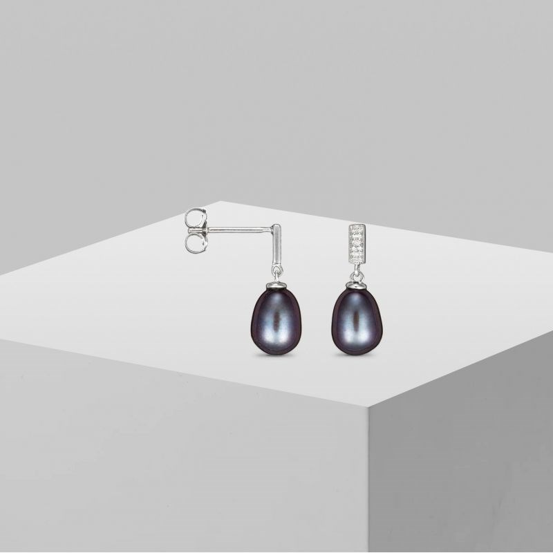 Boucles d'oreilles Or Blanc Diamant et Perle