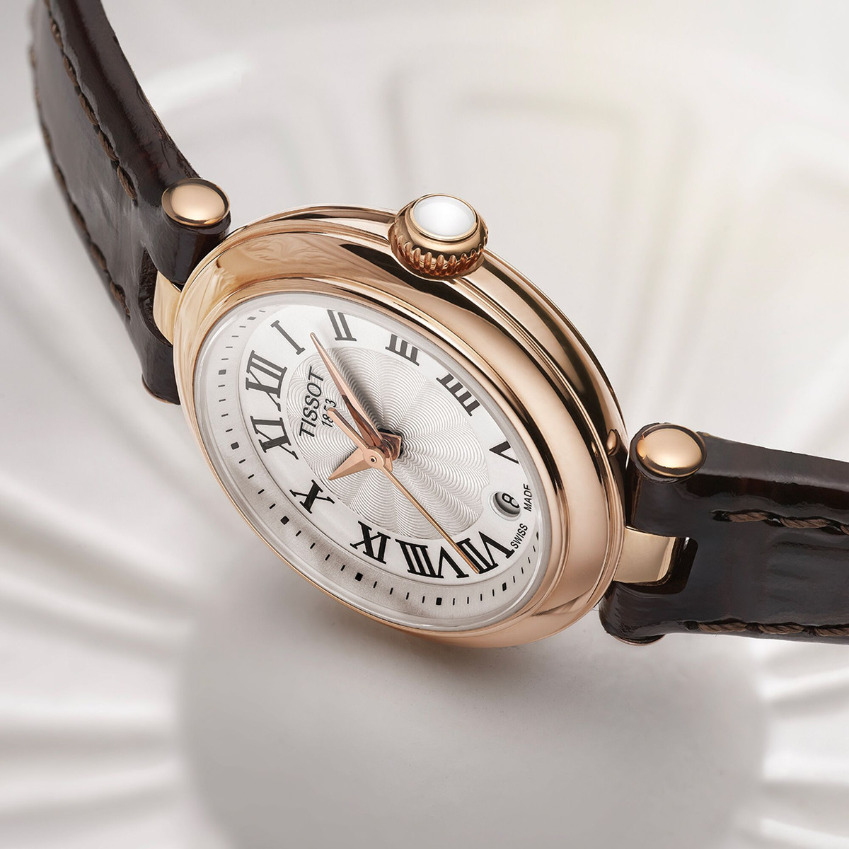Montre TISSOT T-lady femme bracelet cuir brun