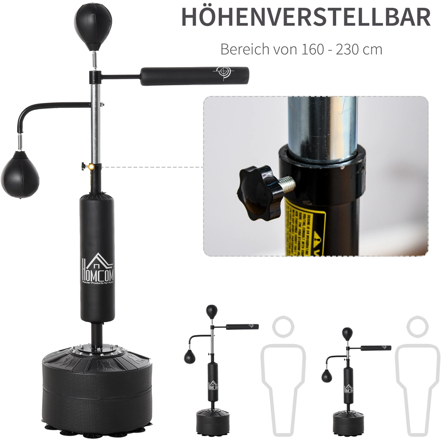 HOMCOM 3-in-1 Boxstand mit 2 Speedbällen schwarz