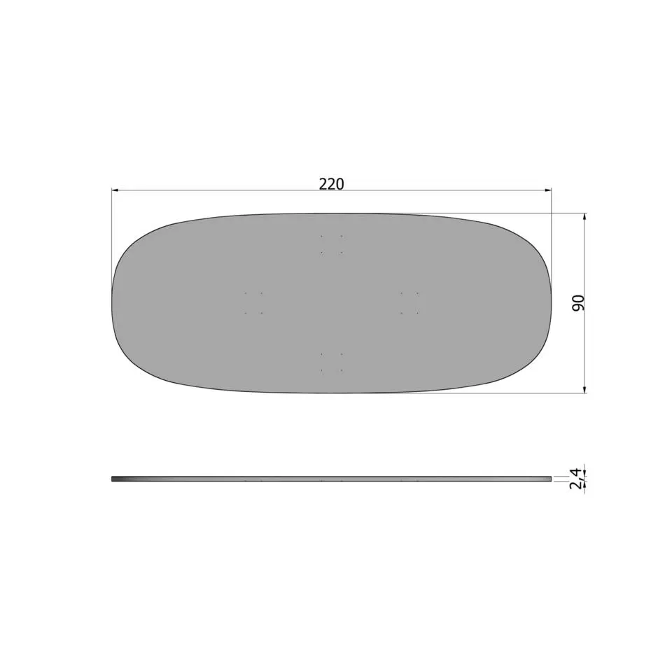 WOOOD Tablo Tafelblad Ovaal - Eiken - Onbehandeld - 2,4x220x90