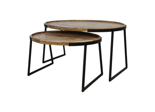 Salontafel Ovaal (set van 2) Hout/Zwart