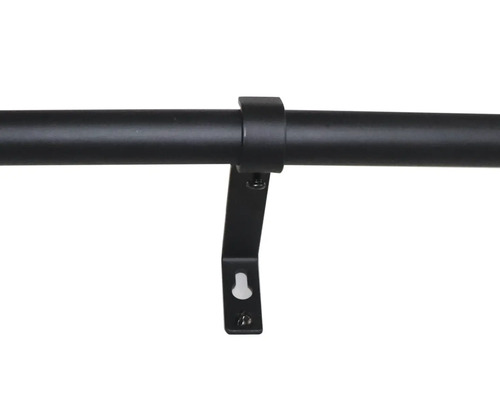 Uitschuifbare gordijnroedeset, bolvormig, zwart, 120-210 cm, Ø 16/19 mm