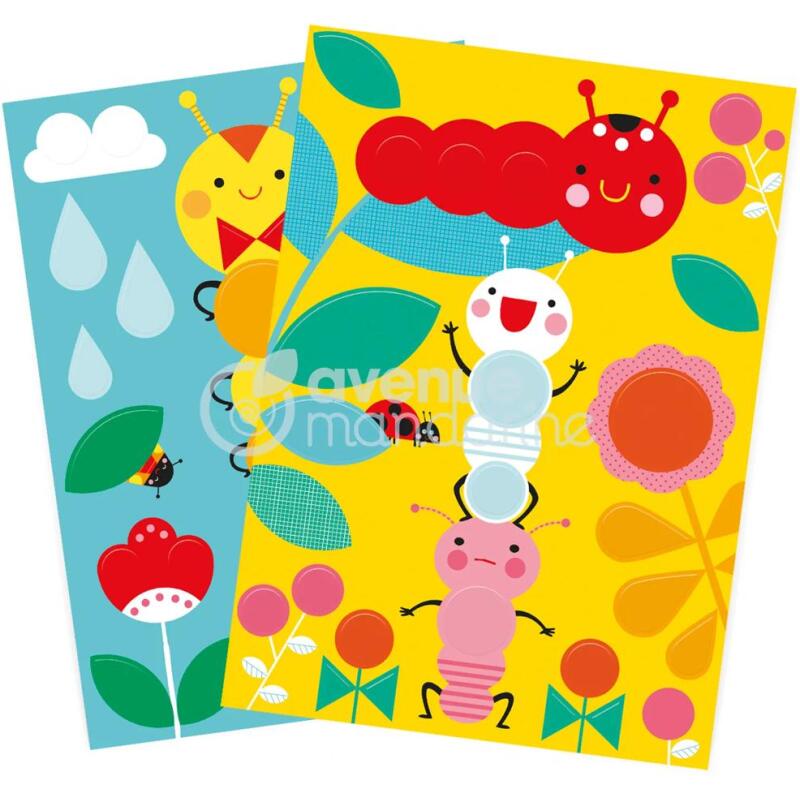 Boîte créative, Tableaux gommettes, Chenilles - Multicolore