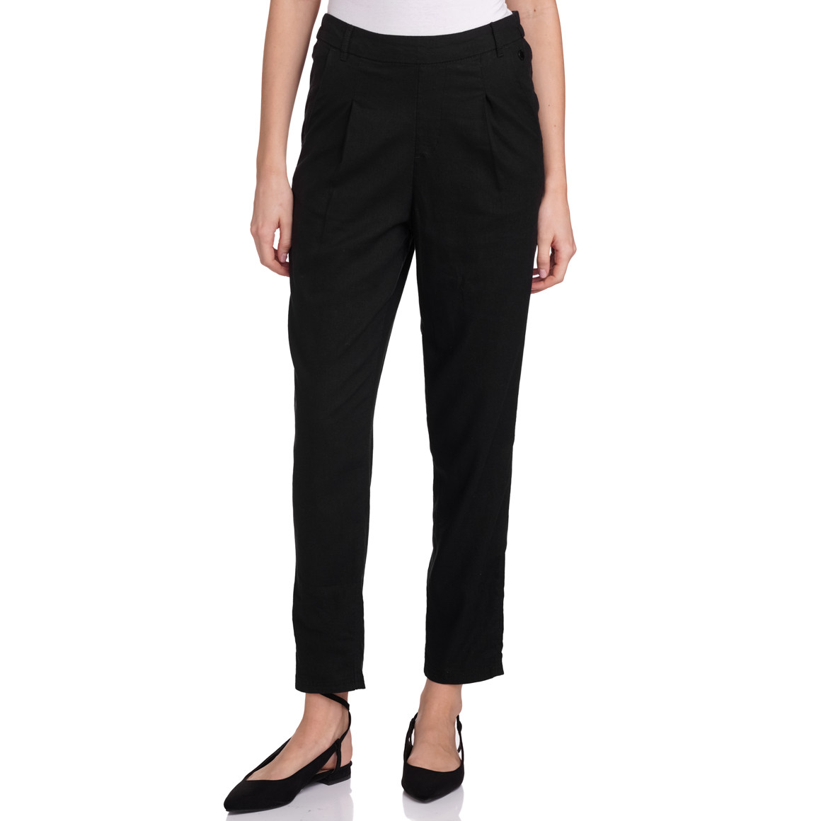 Gina Collection Damen Leinen-Jogpants in Unifarben schwarz
