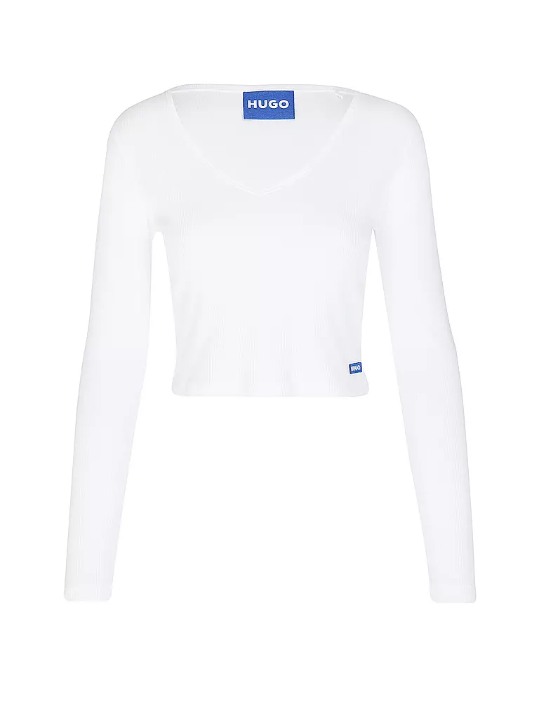 HUGO Langarmshirt DARIMINA Cropped Fit  weiss