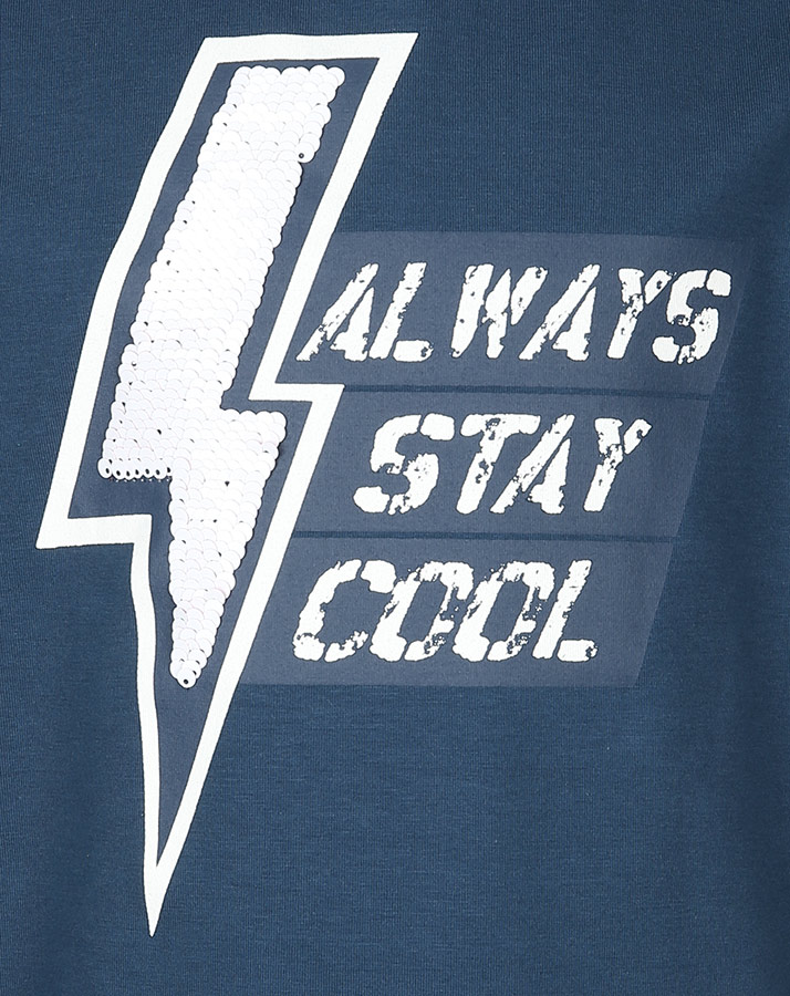 T-Shirt STAY COOL mit Wendepailletten in dunkelblau