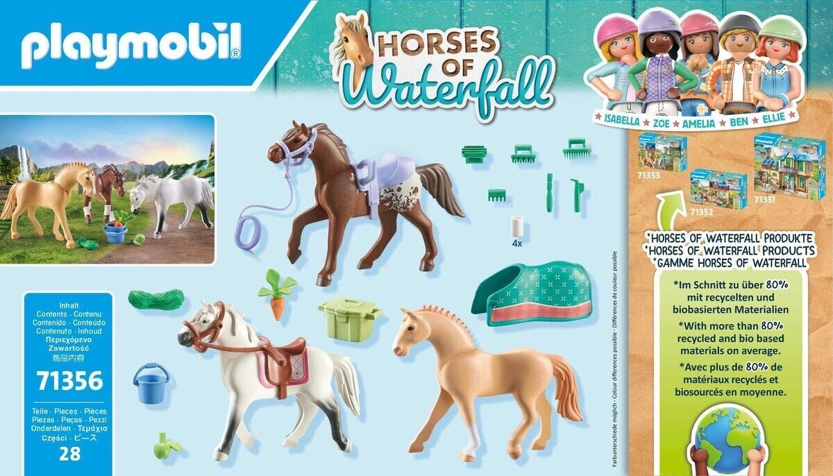 Playmobil Horses Of Waterfall - 3 Heste Med Sadler - 71356
