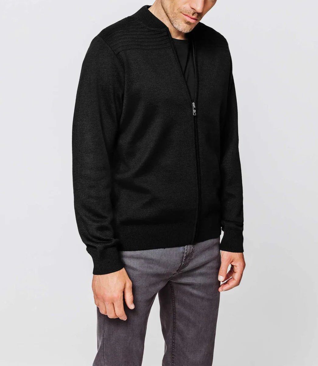Gilet zippé col teddy noir