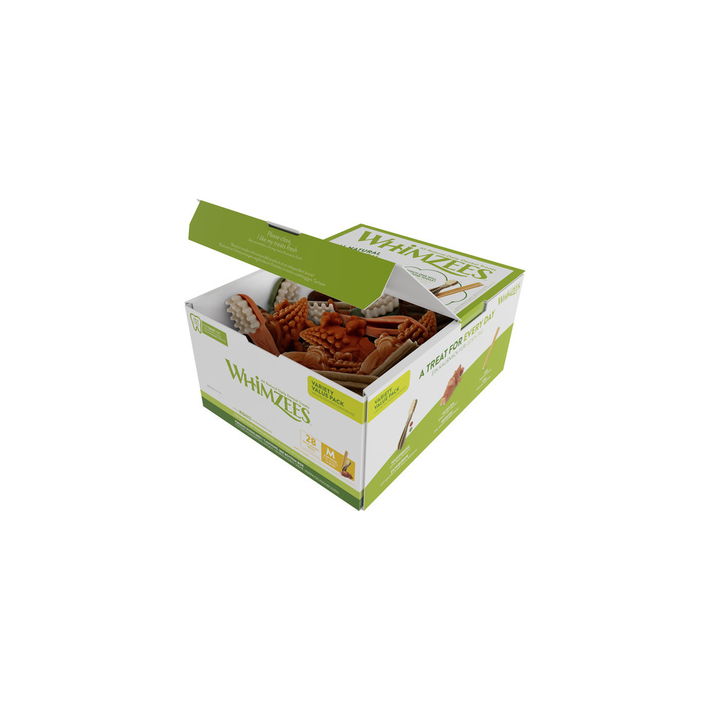 Whimzees godbidder blandet box  M, 28 stk - 840 g