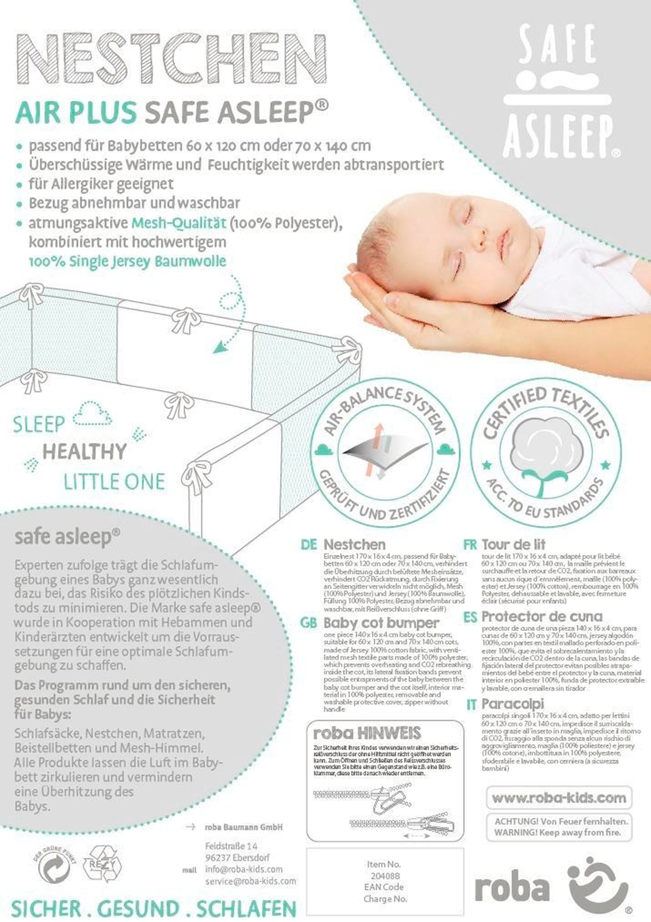 roba Nestchen Air PLUS 'safe asleep' Miffy safe asleep®