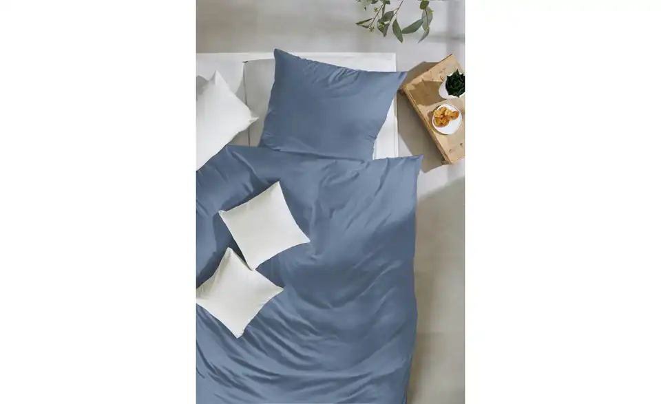 Baumwoll Bettwäsche-Set Denimblau 220 cm 155 cm