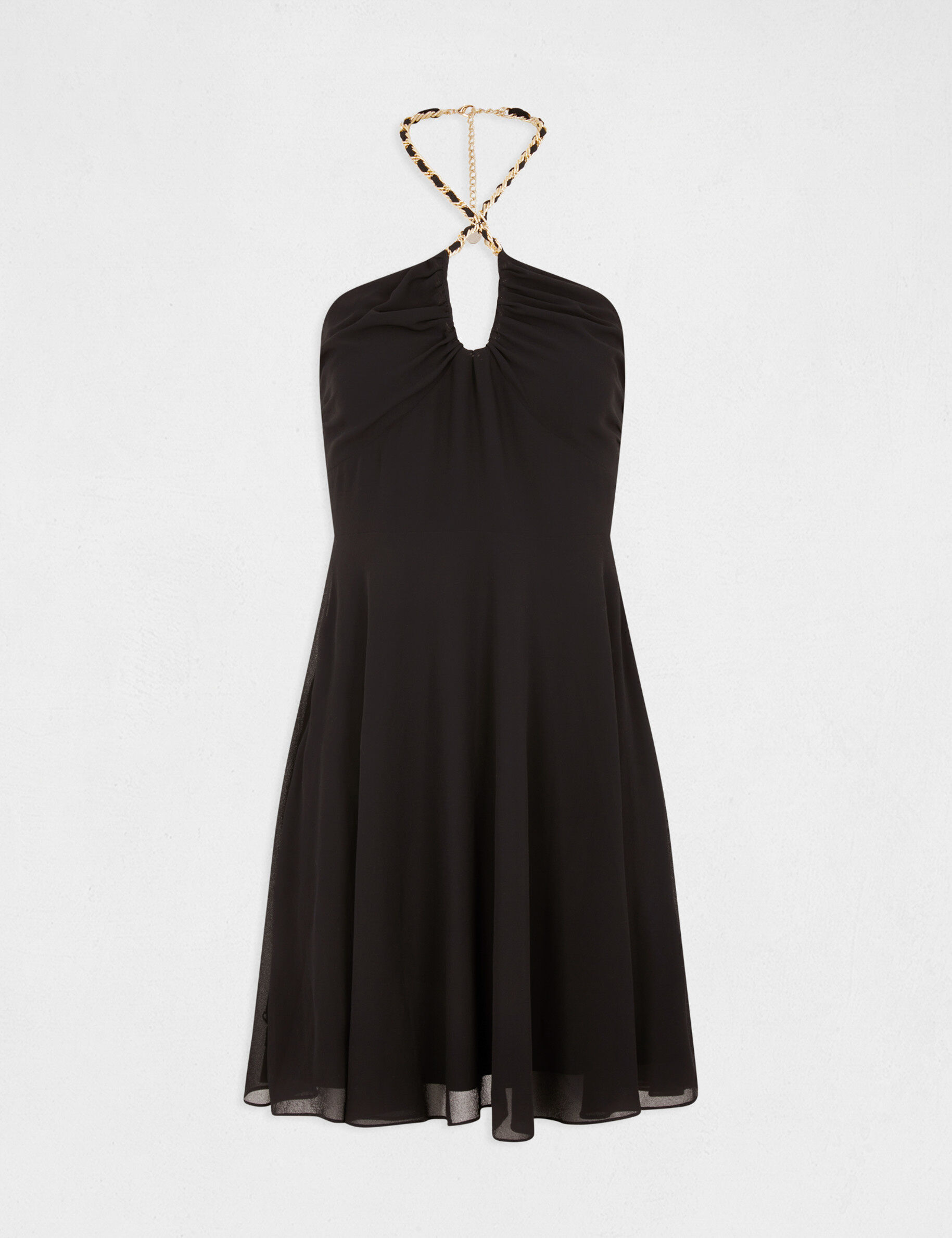 Robe trapèze avec col bustier noir femme - noir