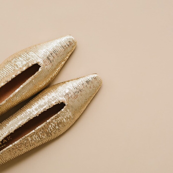Ballerines à bouts pointus  en sequins platine