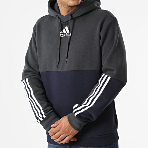 Sweat Capuche A Bandes HL1984 Gris Anthracite Bleu Marine Noir