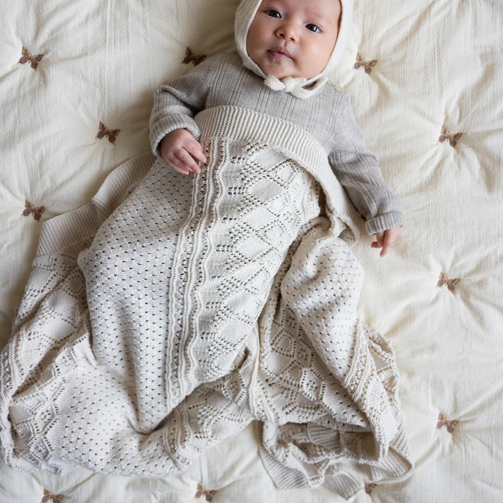 Cam Cam Copenhagen - Pointelle Strick Babydecke, hazel