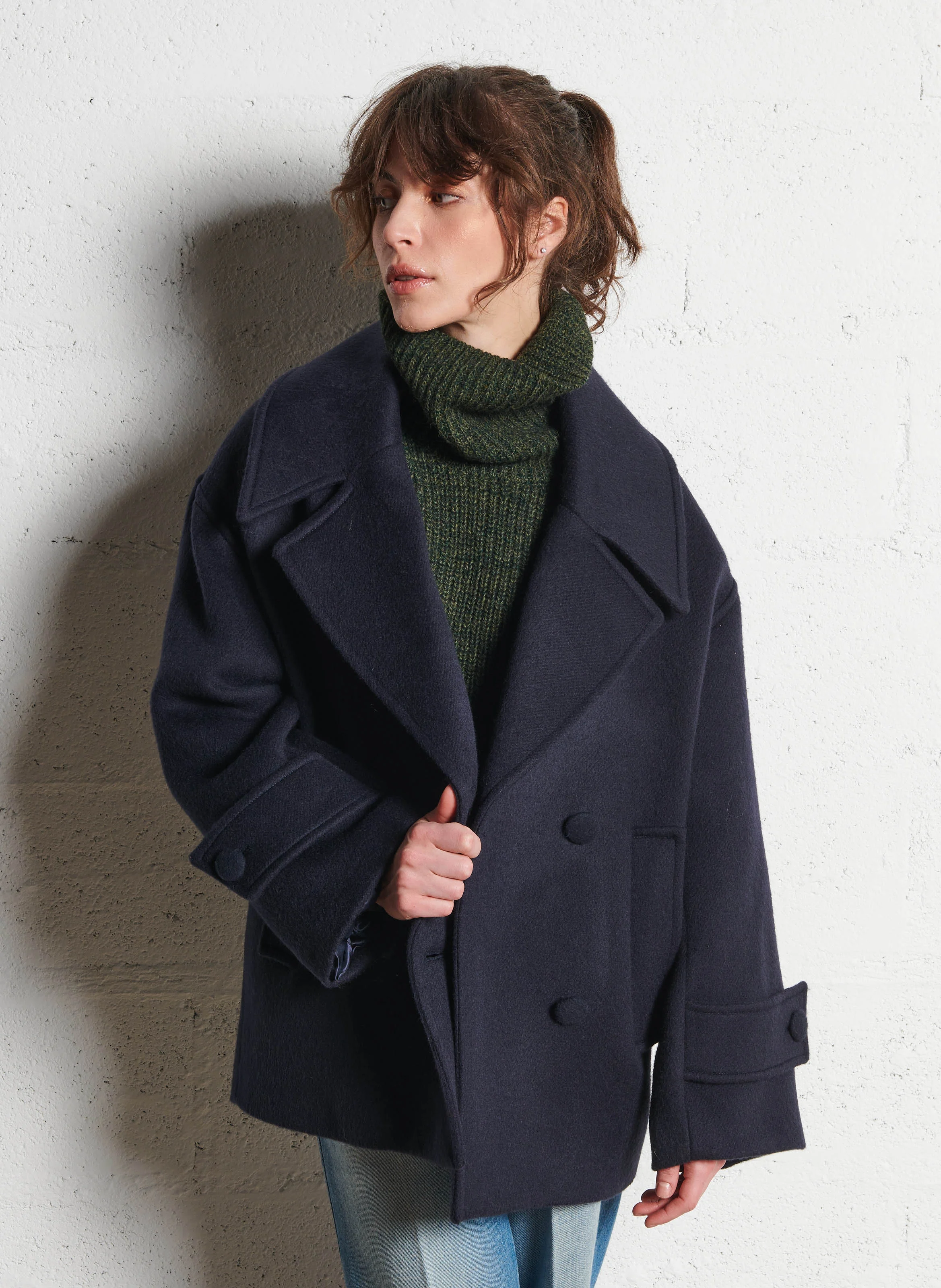 JASON - Manteau court en laine mélangée | Bleu