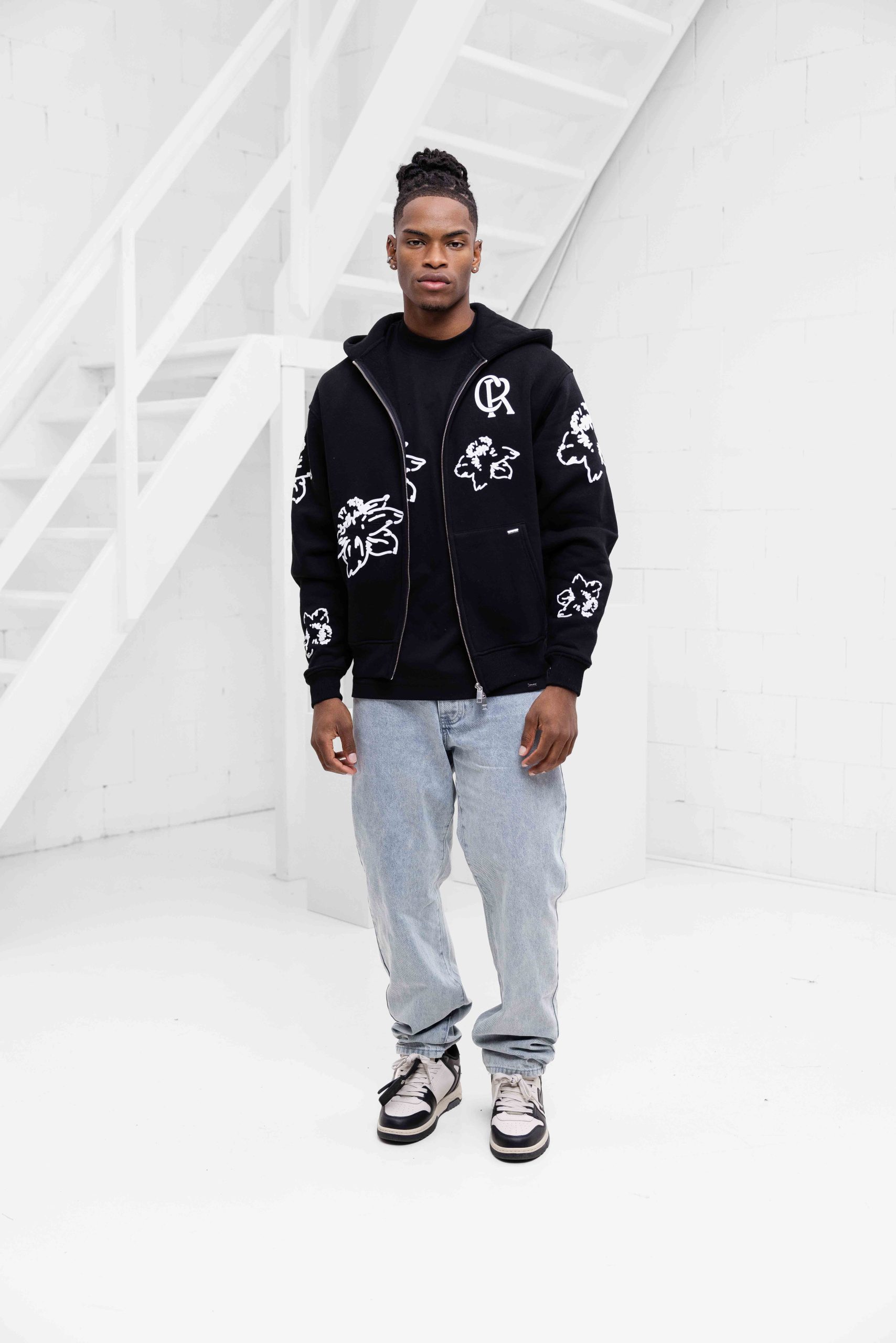 Croyez Flower Zip-Hoodie Heren Zwart