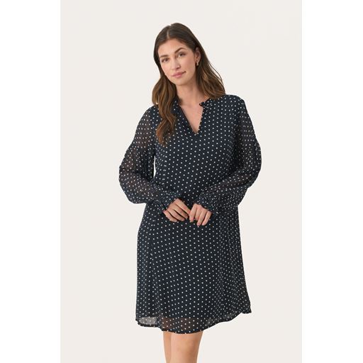 Part Two BotellaPW Kjole, Dark Navy Dot, 38