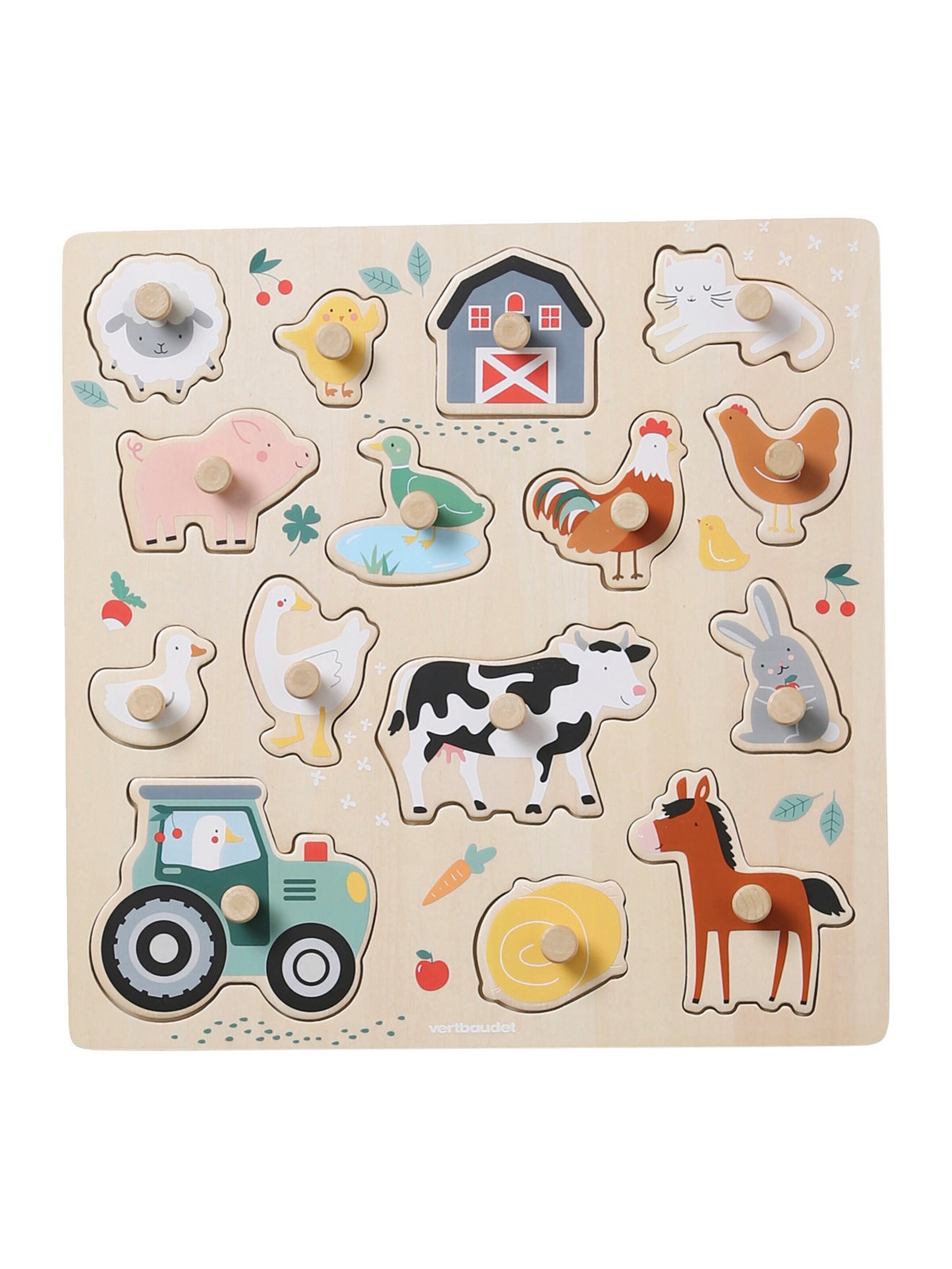 Vertbaudet Steckpuzzle LOVELY FARM, Holz FSC® beige