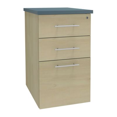 Caisson HT bureau - steely/stelly manager - Profondeur 60 cm - erable - top bleu argile