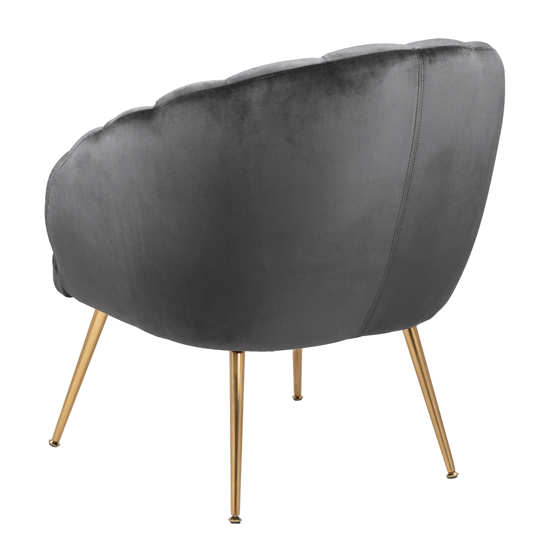 Loungestuhl DANIELLA - grau - gold - Samt