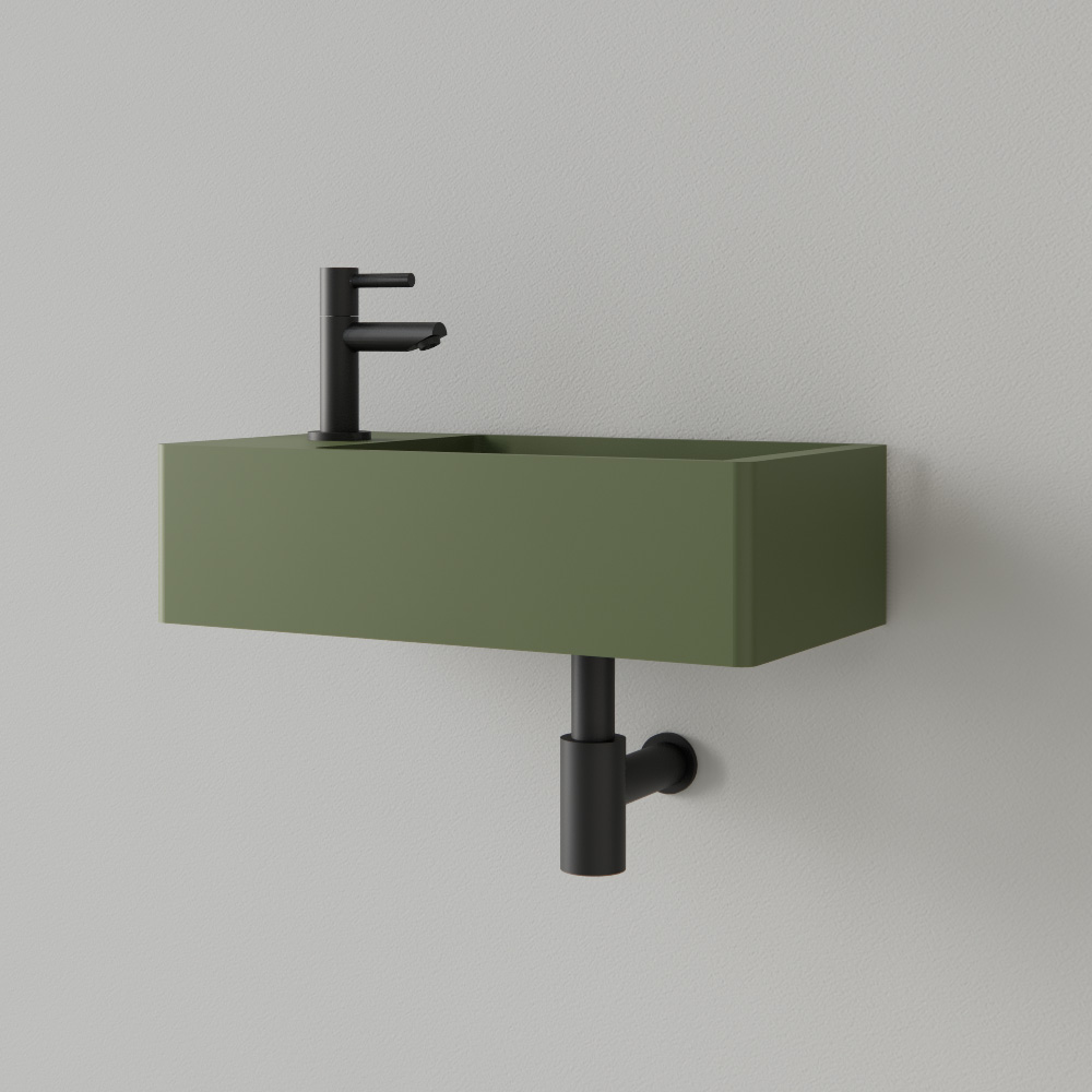 Sanigoods Luko fontein 40x22cm links met kraangat olijfgroen