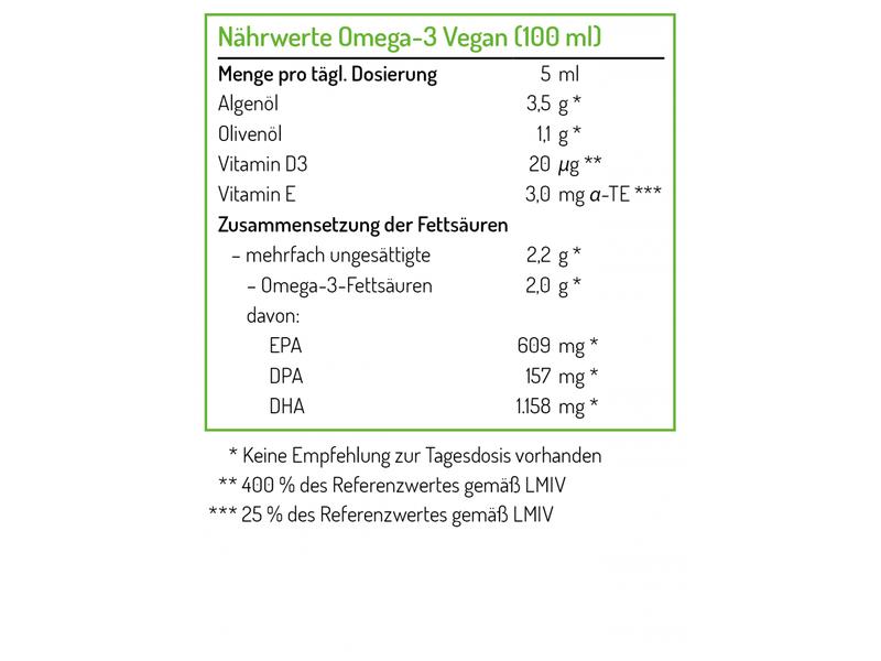 Norsan Omega-3 vegan Algenöl 100 ml Veganes Nahrungsergänzungsmittel mit erfrischendem Zitronengeschmack