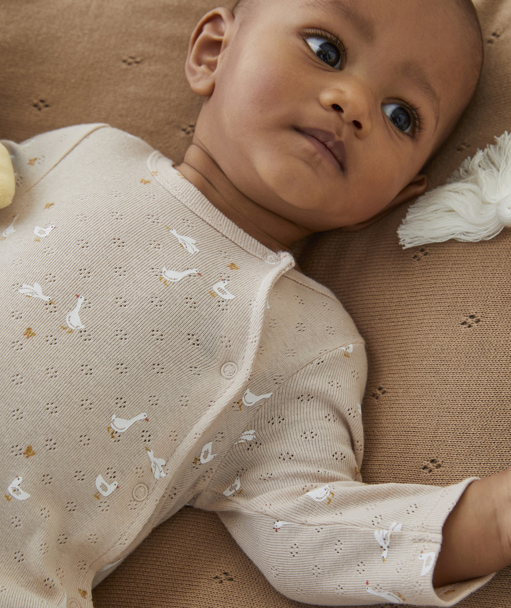 DORS BIEN EN COTON BIO ROSE PÂLE IMPRIMÉ AVEC OIES