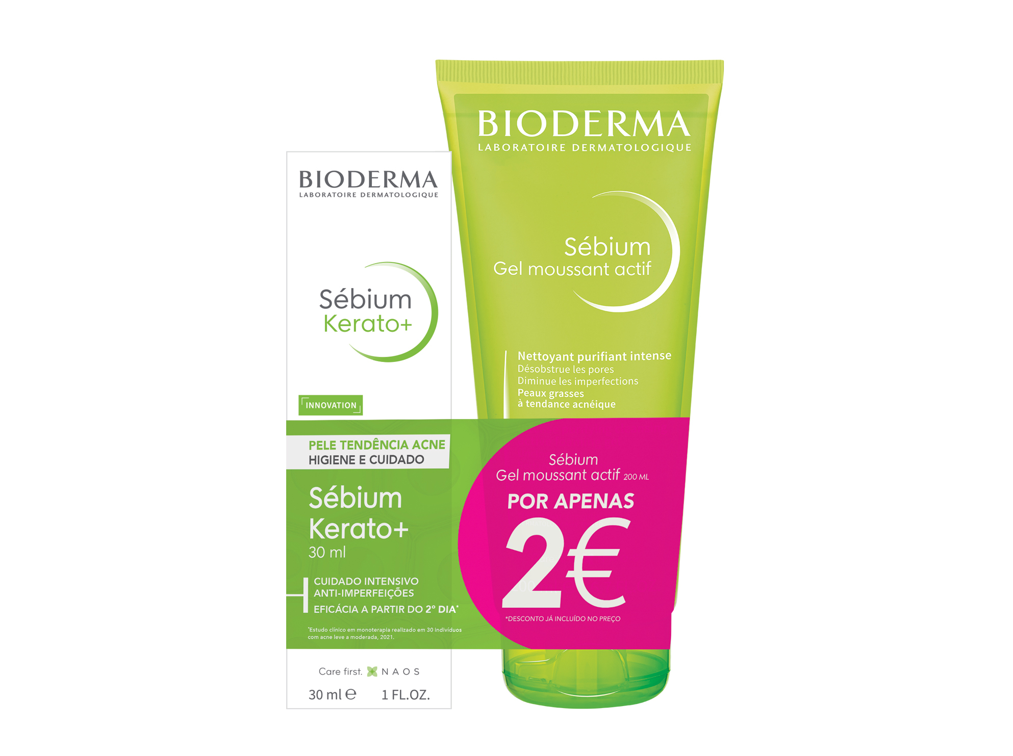CREME BIODERMA KERATO  30ML  GEL MOUSSANT ACTIF 200ML POR2E