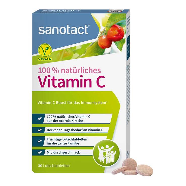 100% Natürliches Vitamin C sanotact Lutschtabletten , 30 St