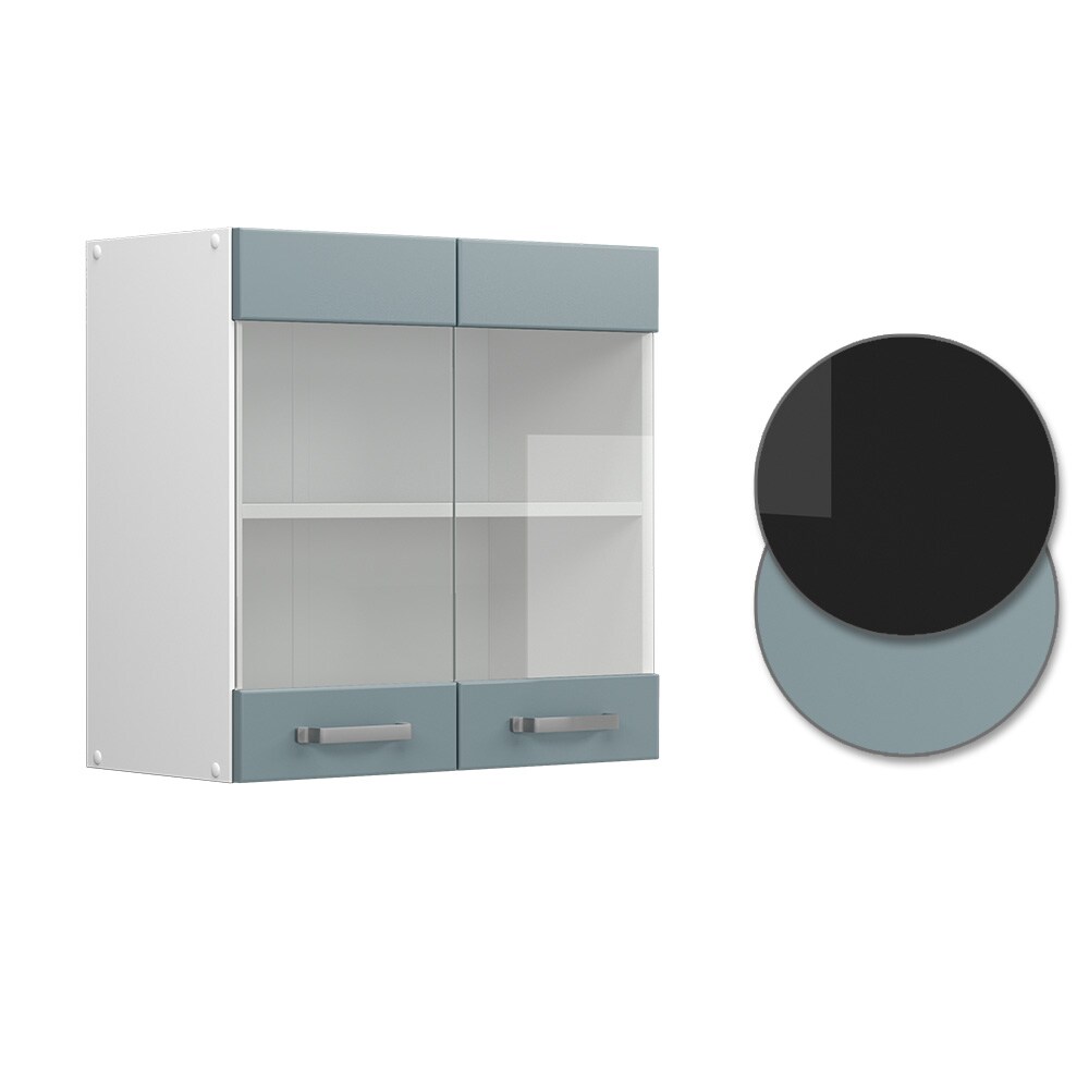 Vicco Glashängeschrank Küchenschrank R-Line Solid Weiß Blau Grau 60 cm modern