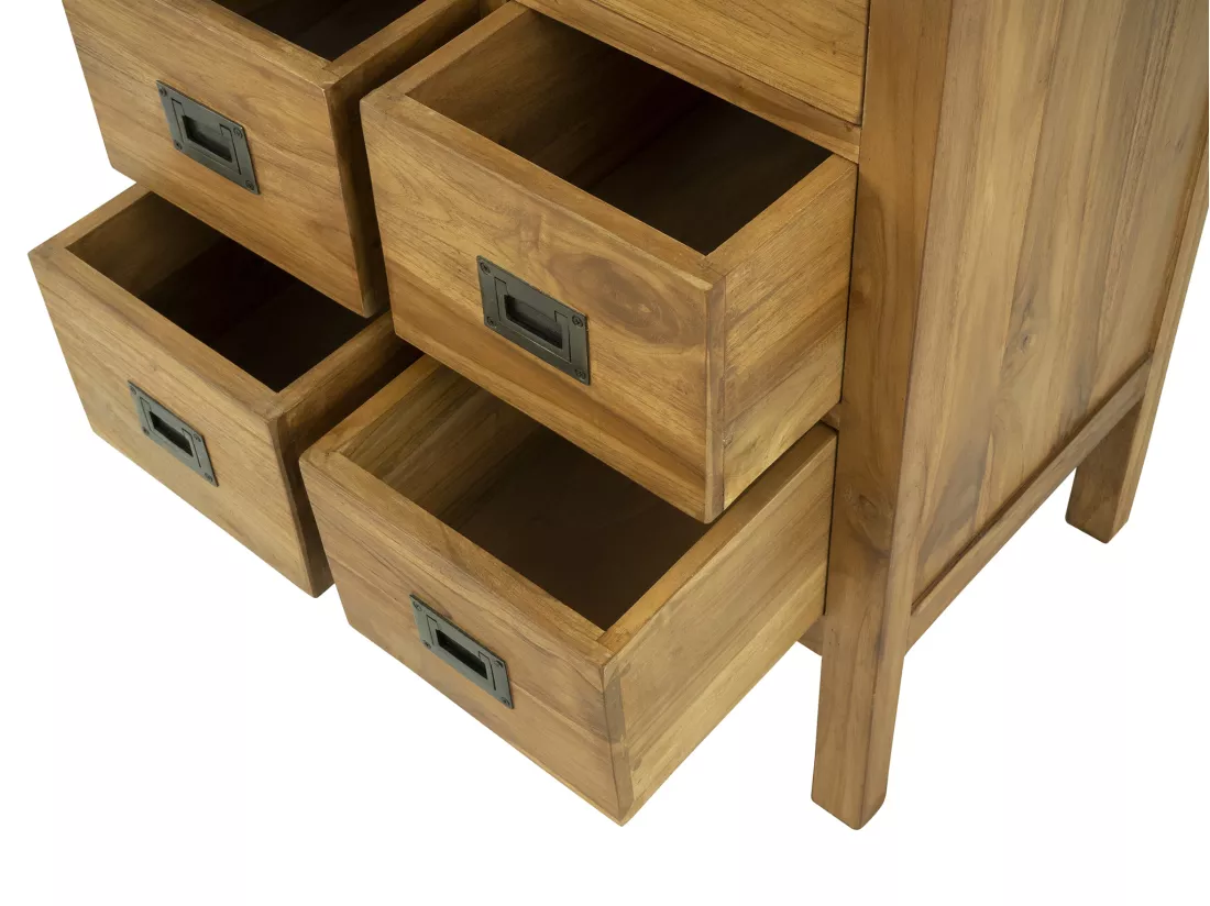 Commode 8 tiroirs - Teck - Coloris : Naturel - LUMIDI
