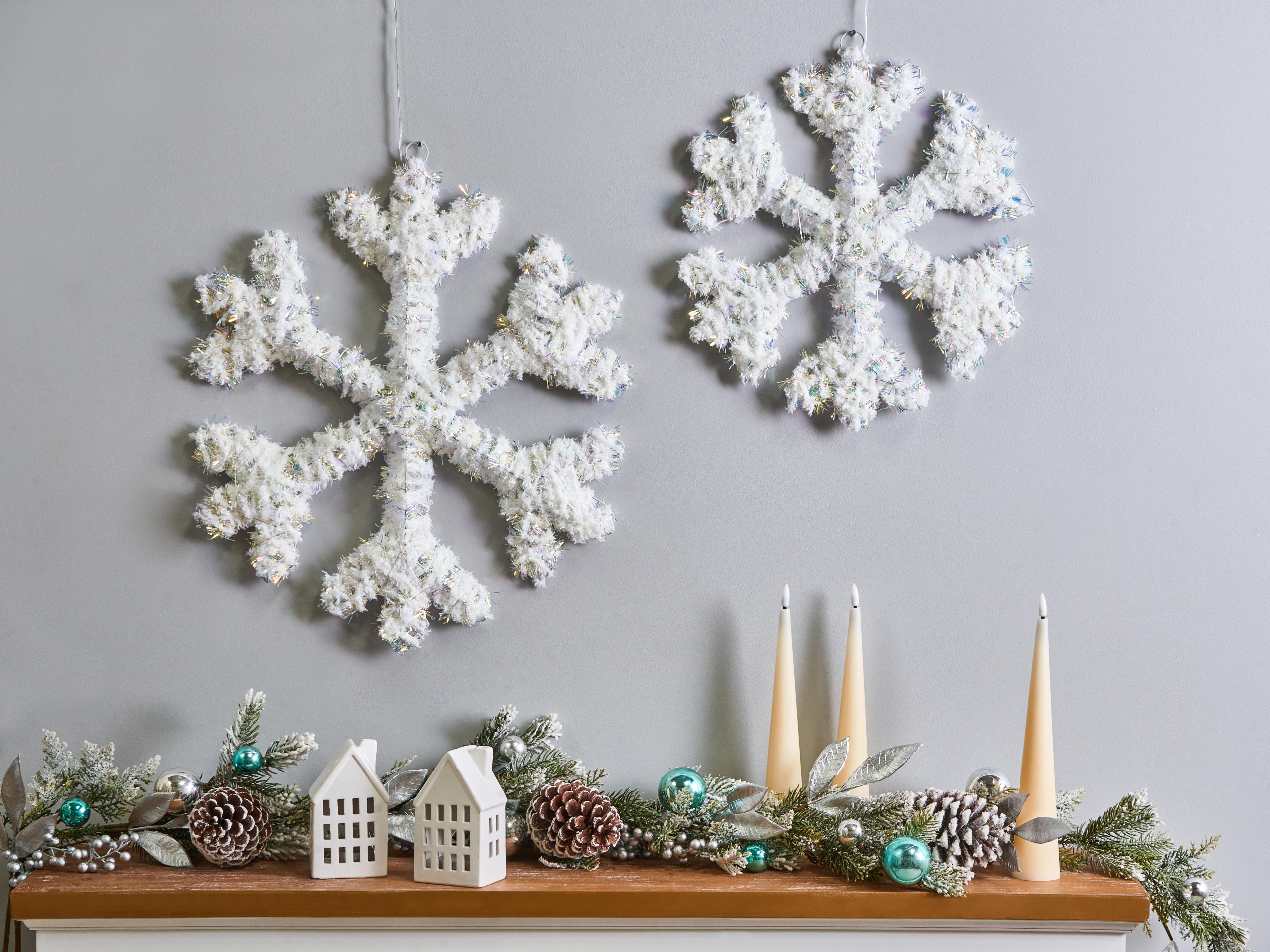 Set van 2 kerstdecoraties LED GURRE Sneeuwvlok 40/50 cm Wit