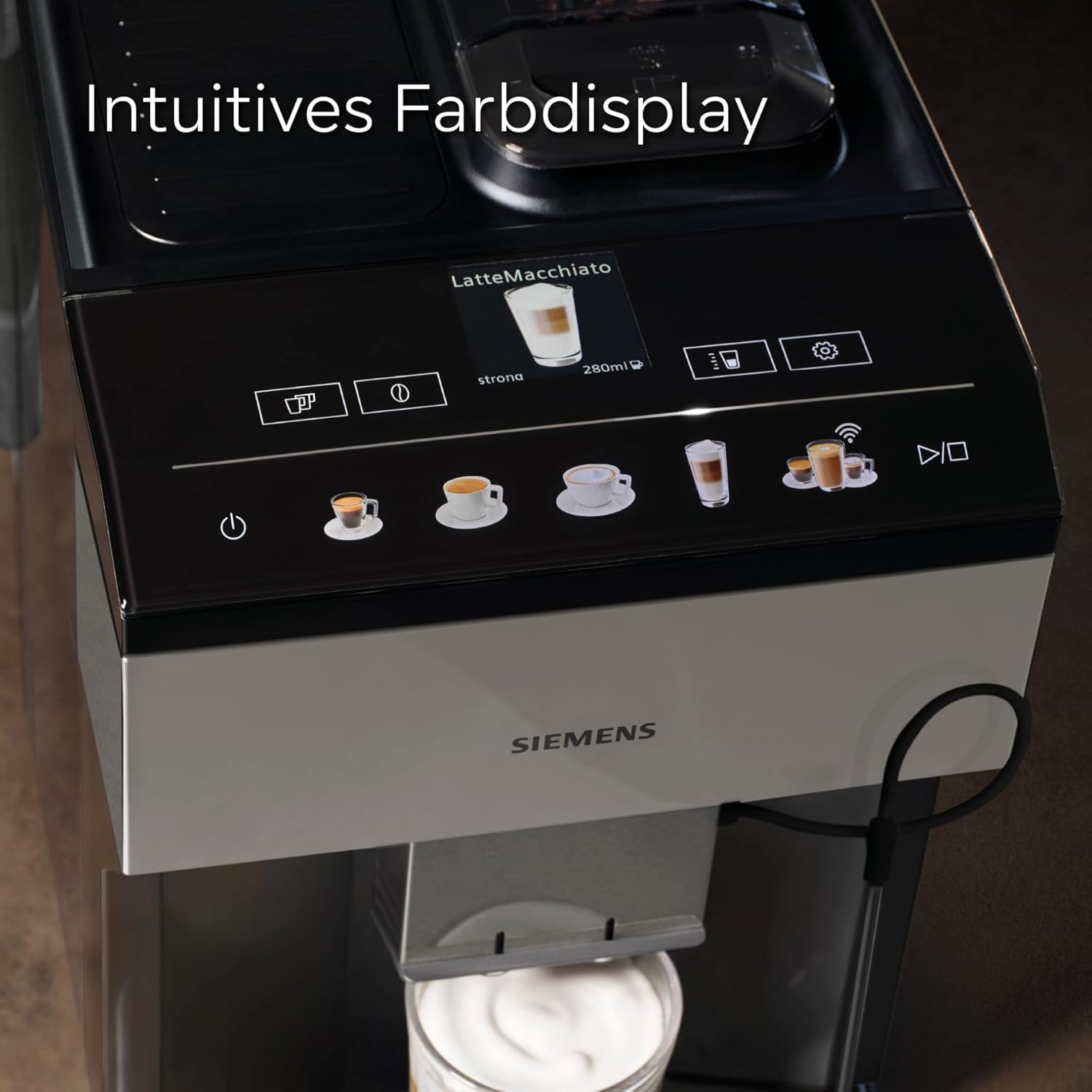 Siemens Kaffeevollautomat EQ500 classic TP516DX3, App-Steuerung, viele Kaffeespezialitäten, integr. Milchbehälter, Doppeltassenfunktion, automat. Dampfreinigung, 1500 W, Edelstahl/Klavierlack schwarz