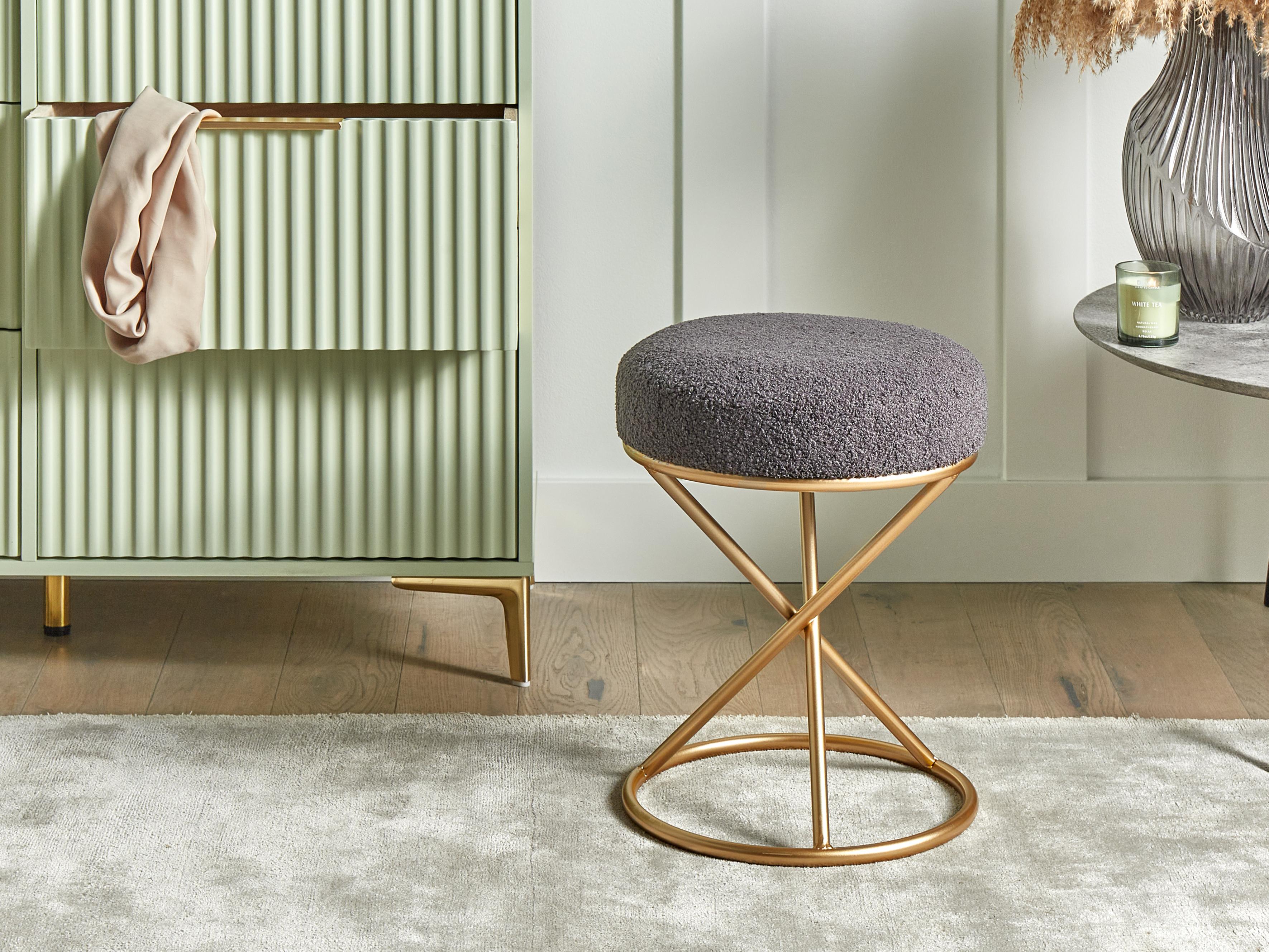 Hocker PRESHO Bouclé Grijs
