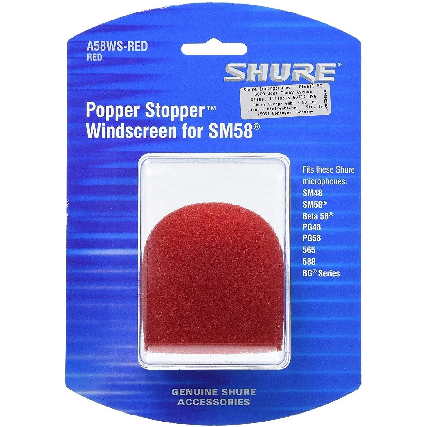 Shure A58WS-RED windscherm rood voor o.a. SM58