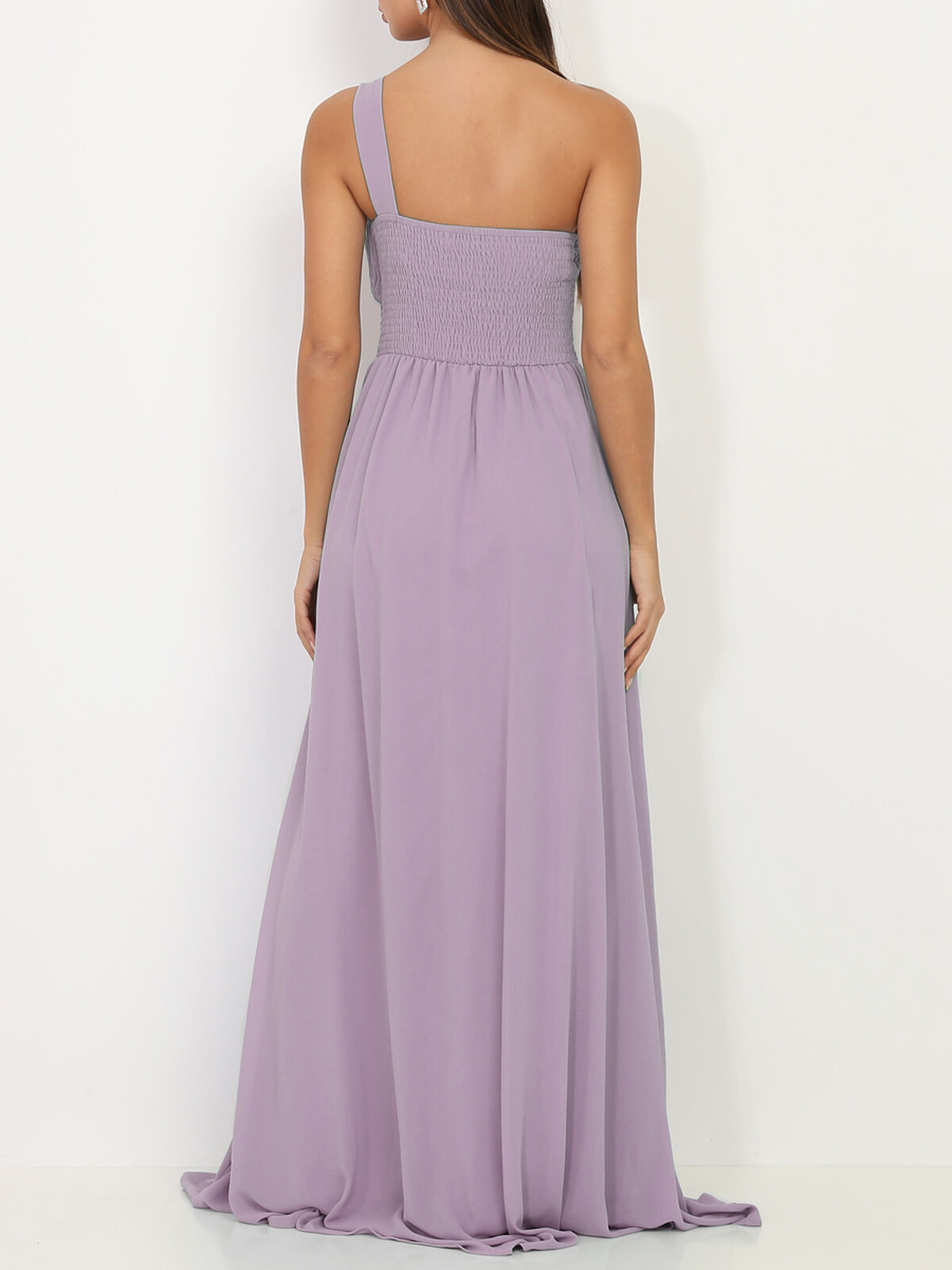 Robe longue drapée one shoulder- Violet